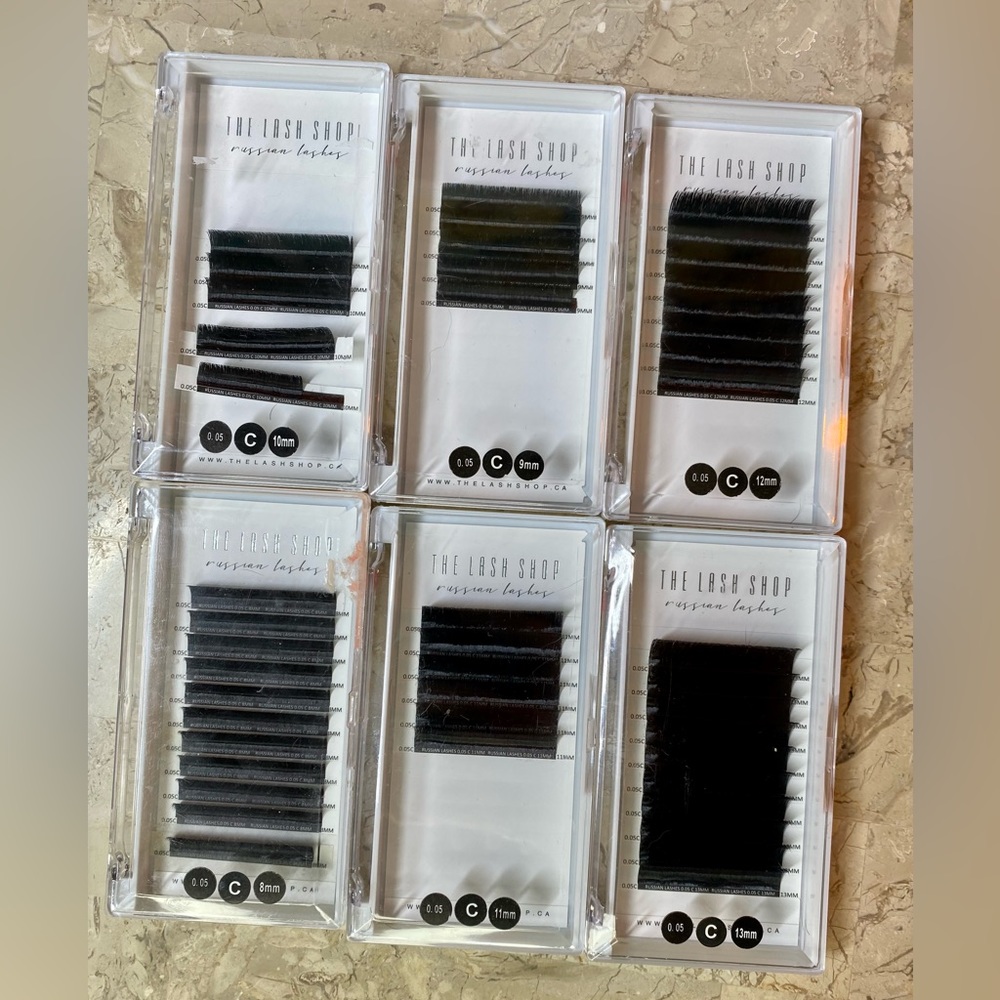 The Lash Shop Russian Lashes - Volume Extensions Lot of 6, C curl, 0.05, 8-13mm